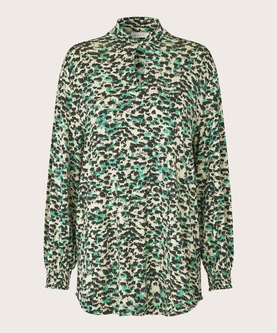 tunique en jersey imprimé avec détail boutonné au col, Winter Green