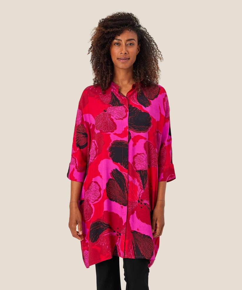 Robe Chemise À Motif En Viscose, Haute Red