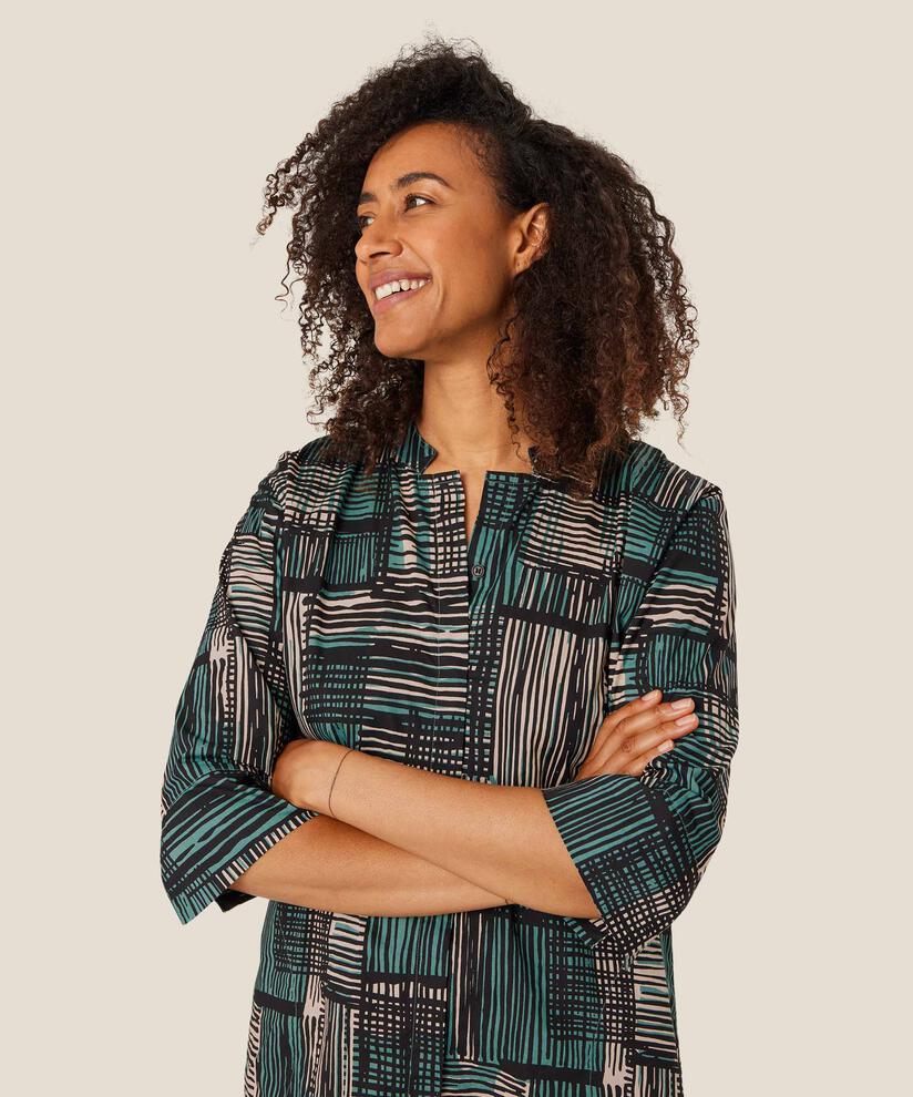 robe-chemise en coton avec poches fendues, Teal
