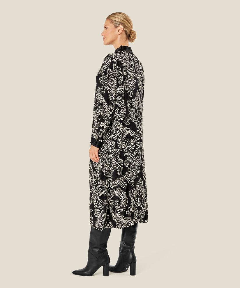 robe en viscose avec détails en satin, Black