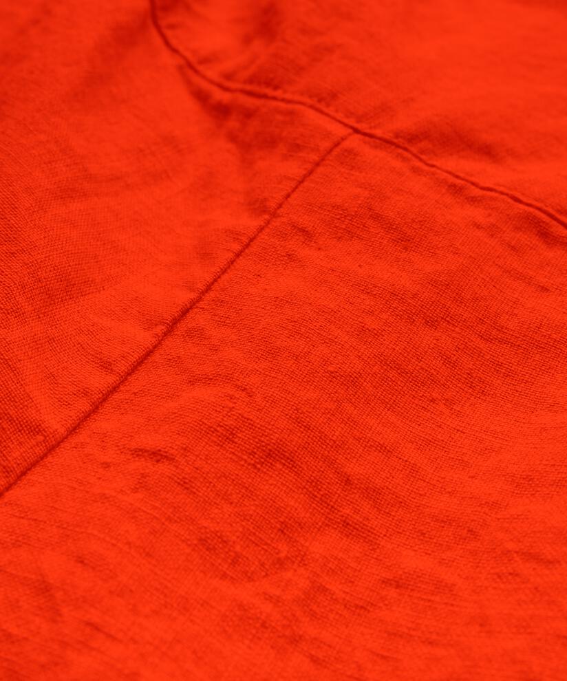 Short En Lin Avec Élastique Smocké Au Dos, Orange com