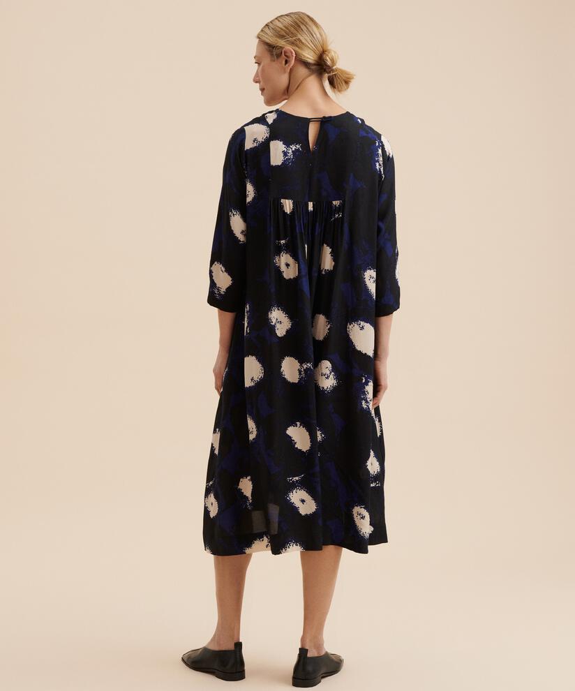 ROBE EN VISCOSE MANCHES TROIS-QUARTS, Maritime Blue