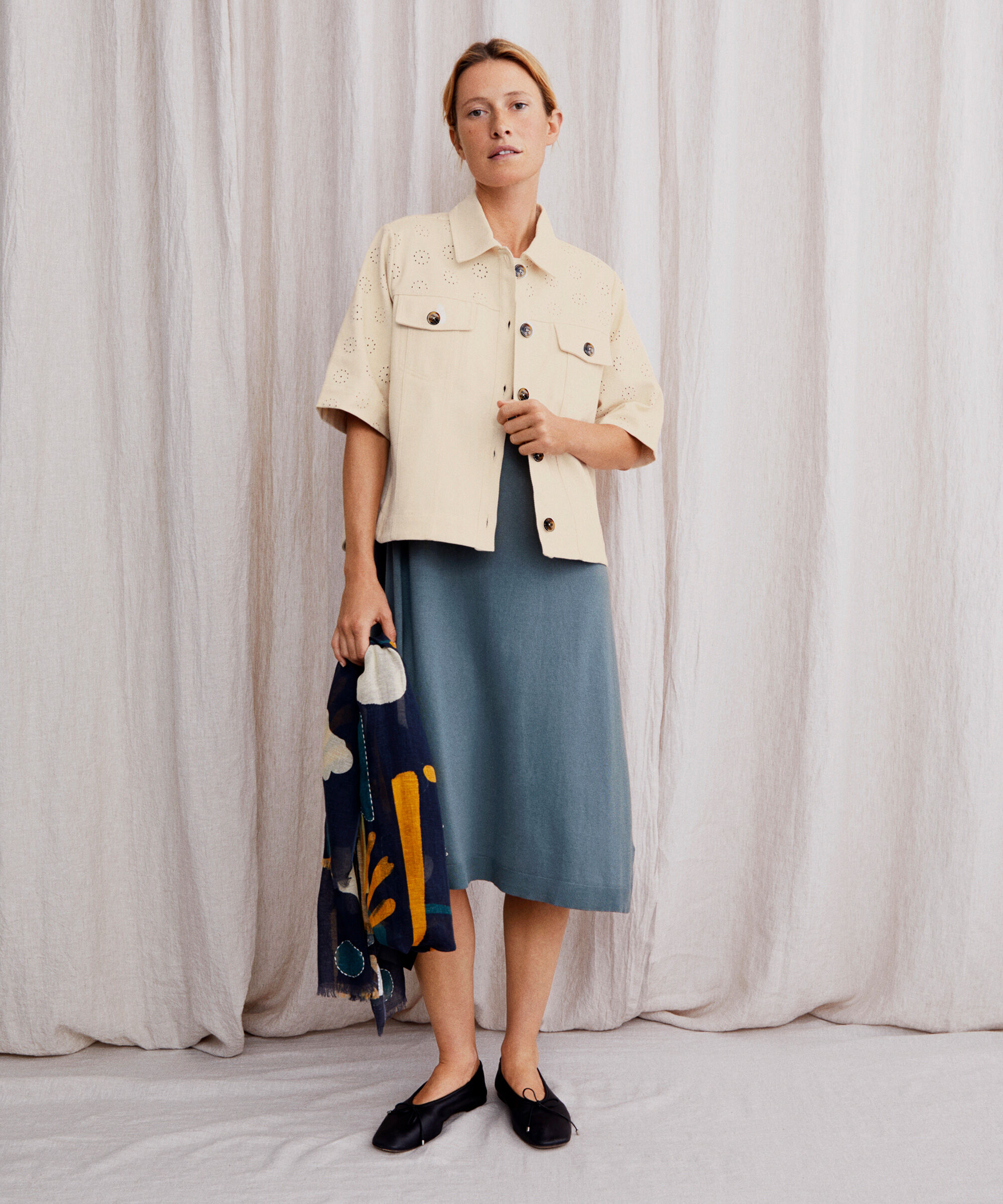 veste en jean avec motif trou&eacute;, Whitecap