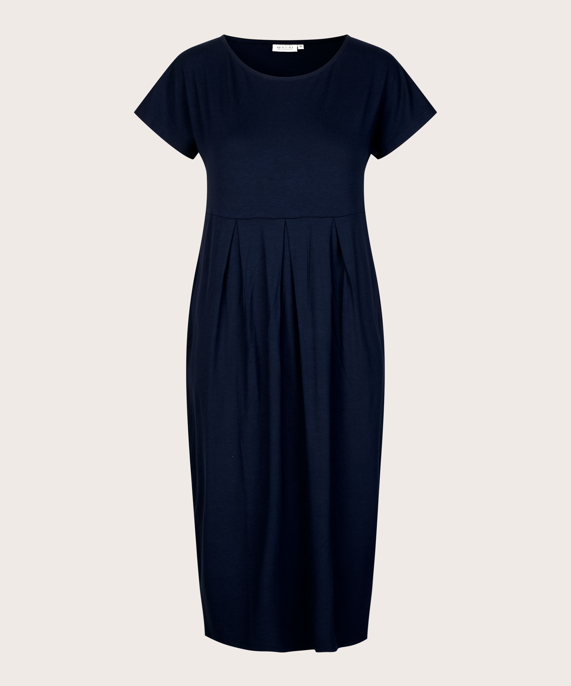 robe tulipe à manches courtes et col rond, Navy