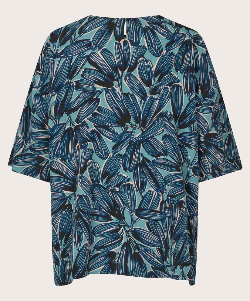 blouse en viscose avec bouton au cou, Teal