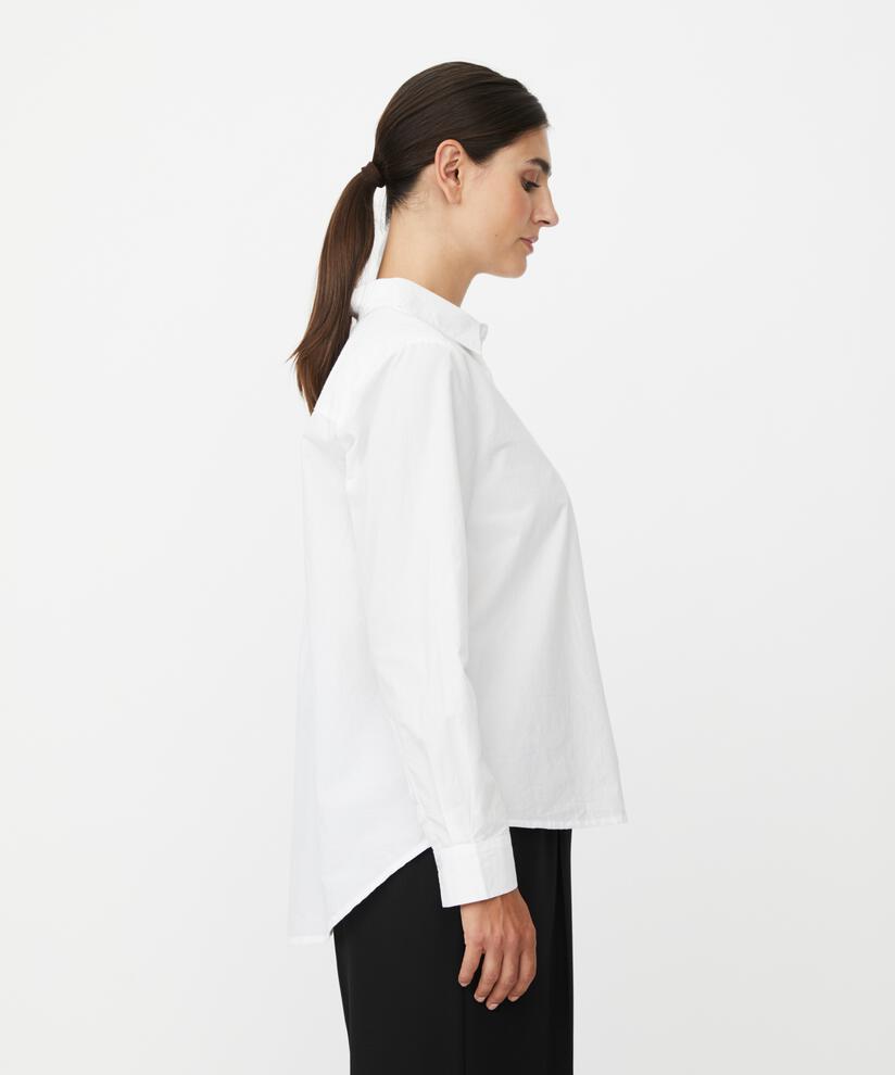 chemise en coton avec dos plus long, White
