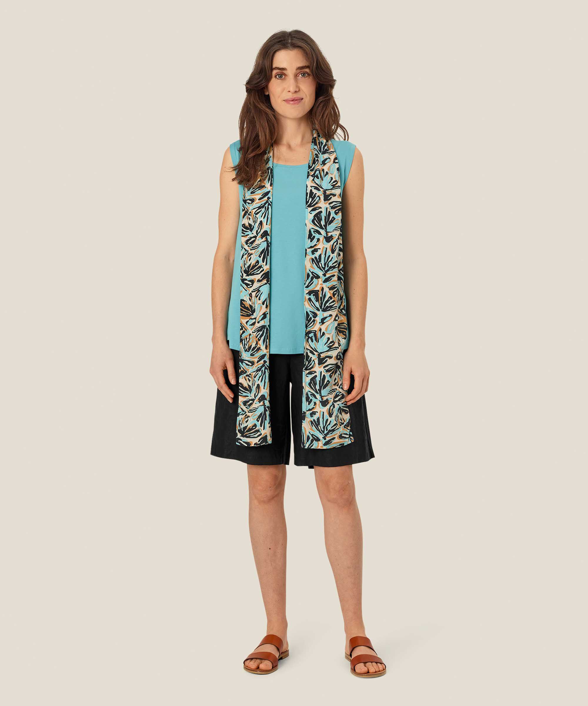 Écharpe En Viscose Imprimée, Aqua