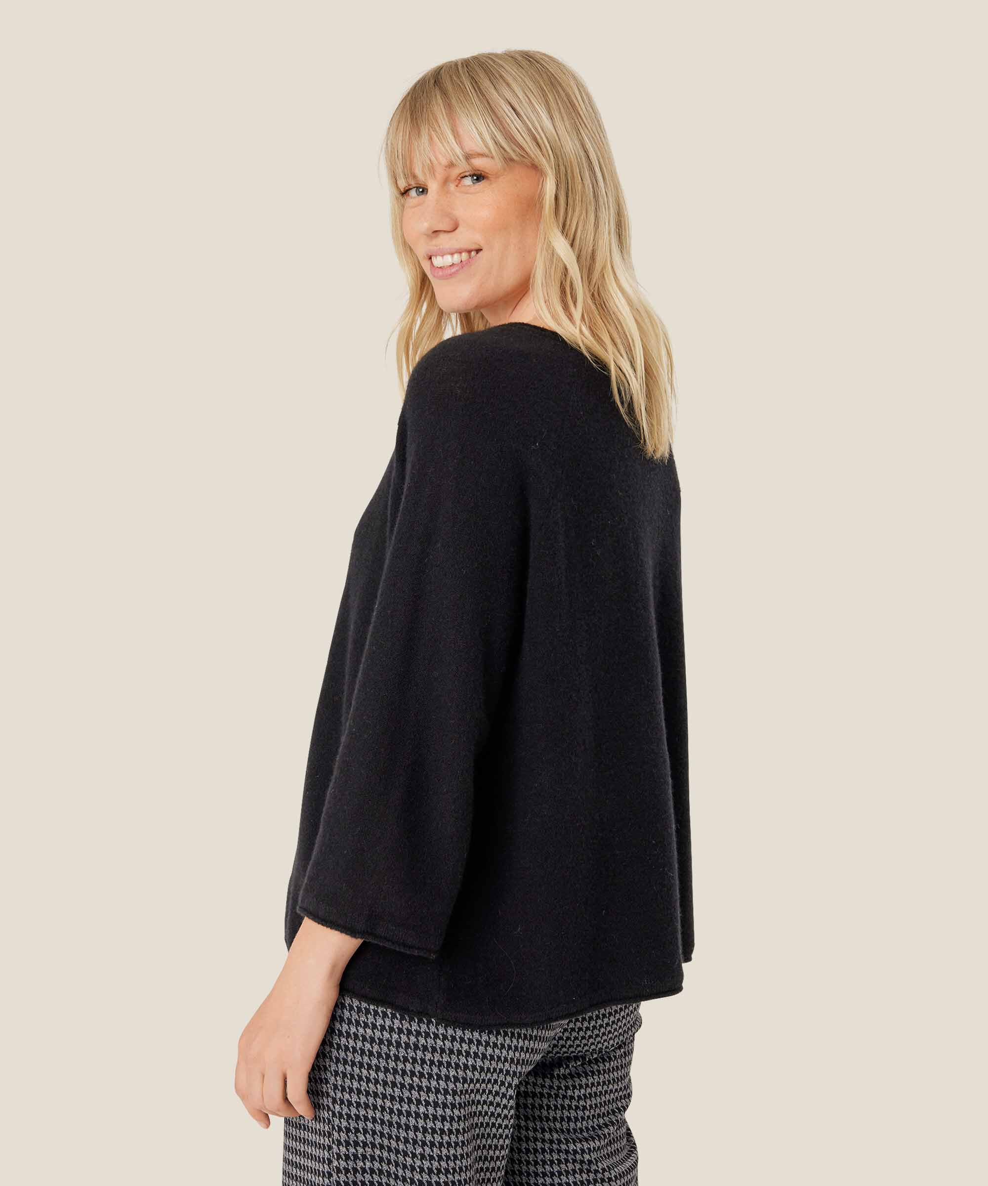 pull en laine à manches 3/4, Black