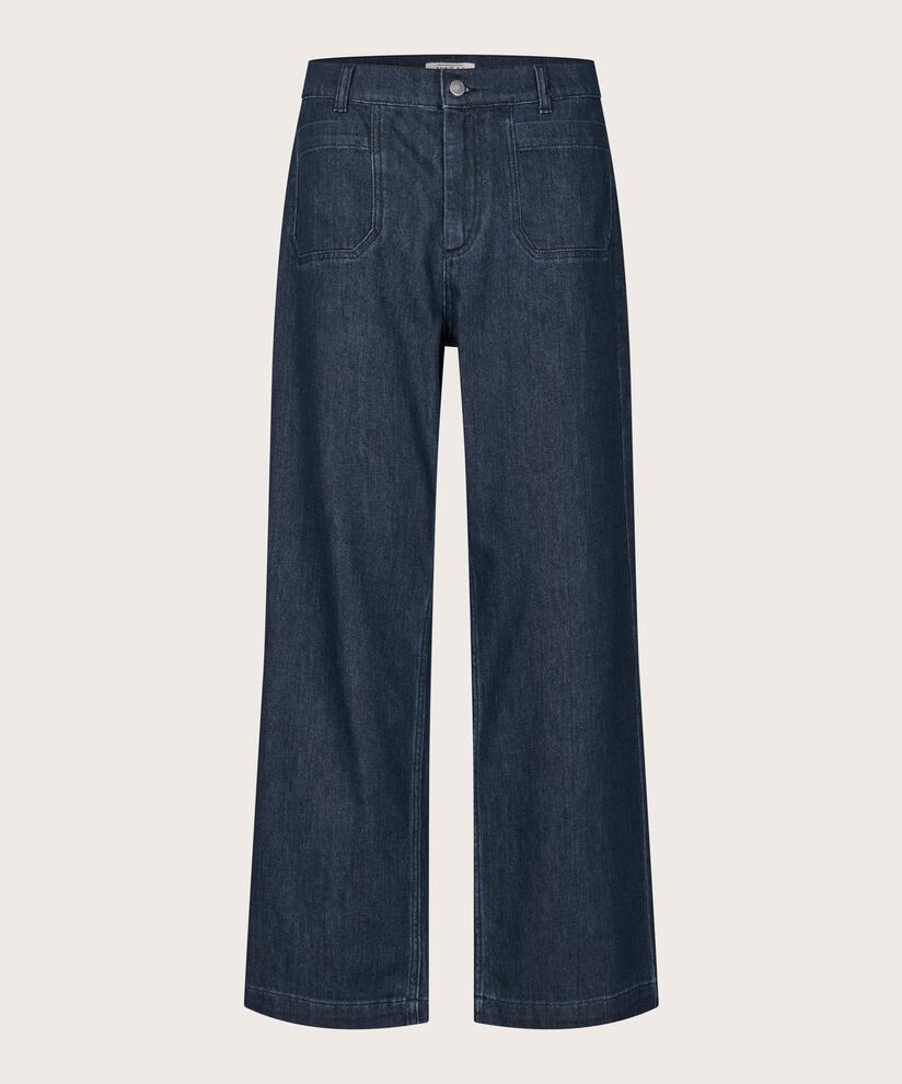 pantalon en denim souple avec paillettes, Dark Denim