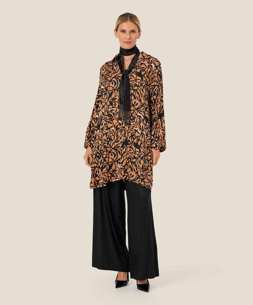 tunique en viscose imprimée à manches longues, Bisquit