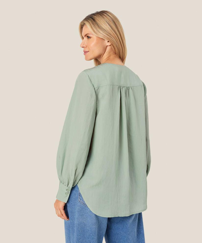 blouse en coton effet cache-cœur, Frosty Green
