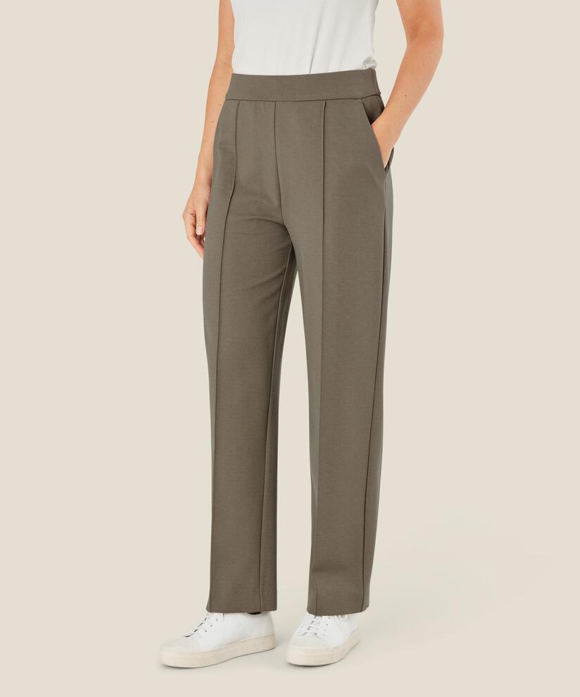 Pantalon En Jersey Avec Plis Cousus, Mink melange