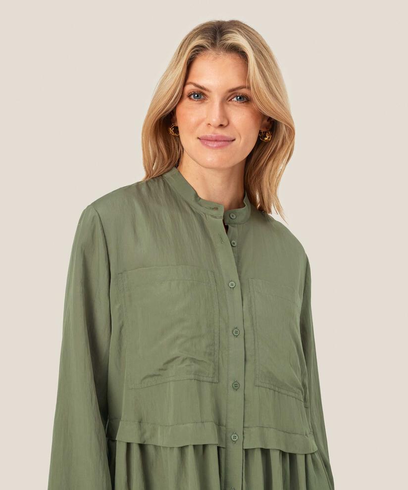 chemise en coton mélangé à manches longues, D. Lichen Green