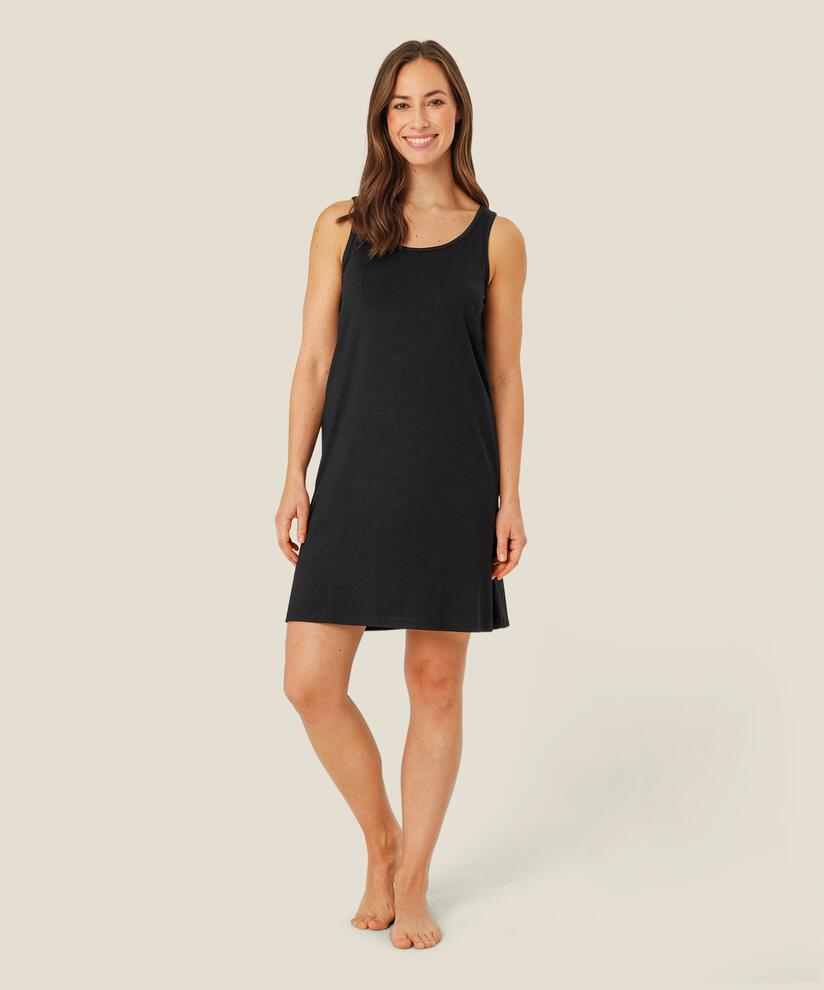 fond de robe en jersey à col rond, Black