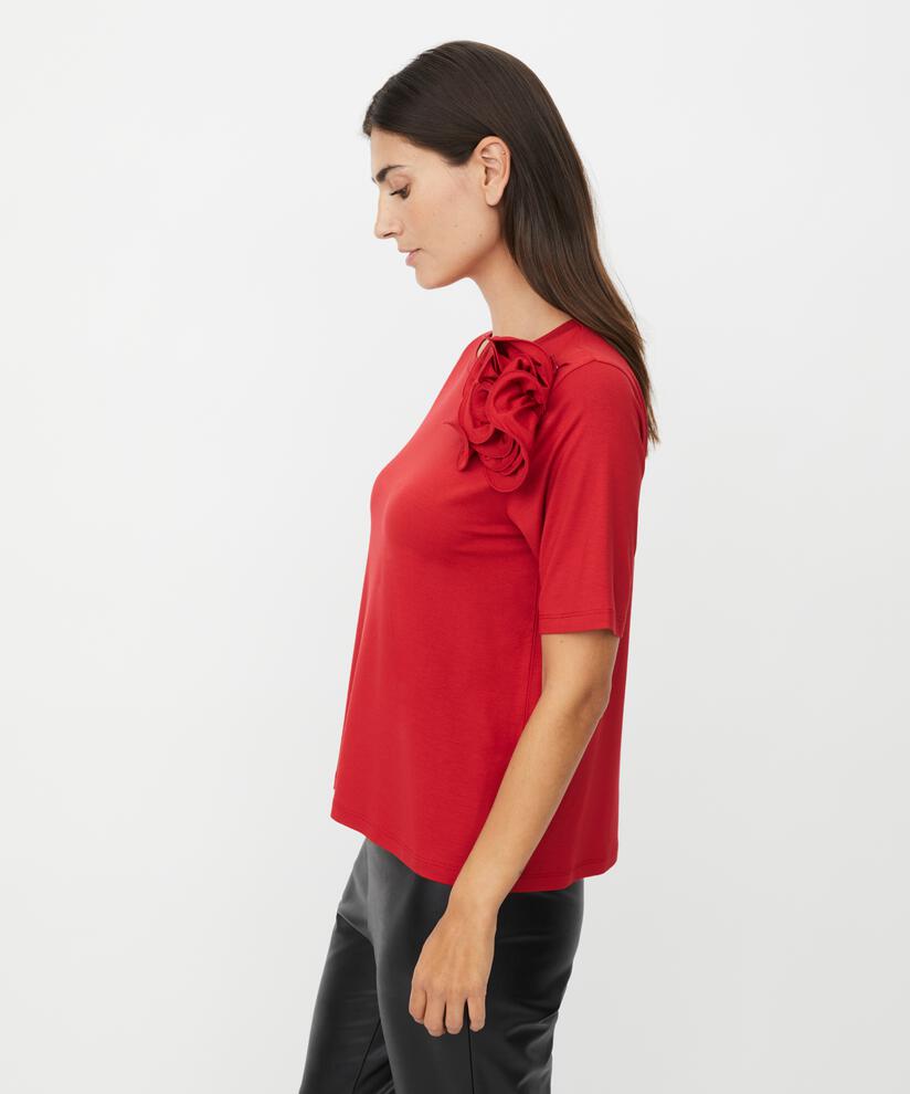 T-shirt avec broche fleur amovible, Scarlet Sage