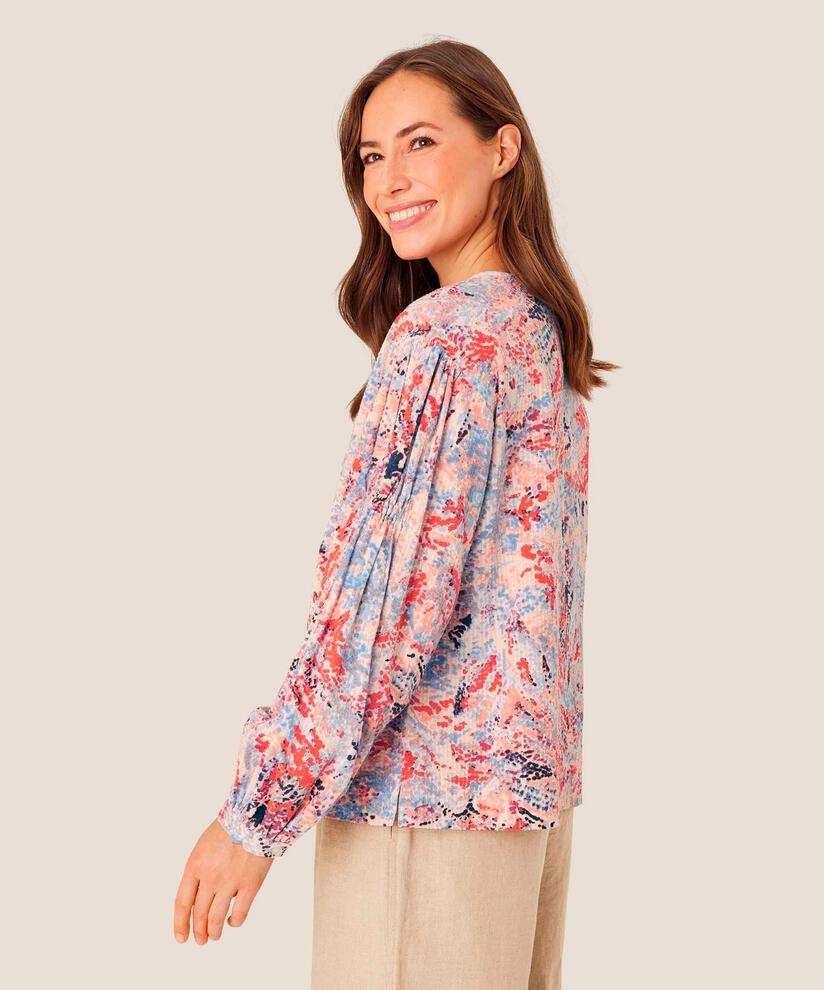 Blouse en coton avec détail boutonné au cou, Orange com