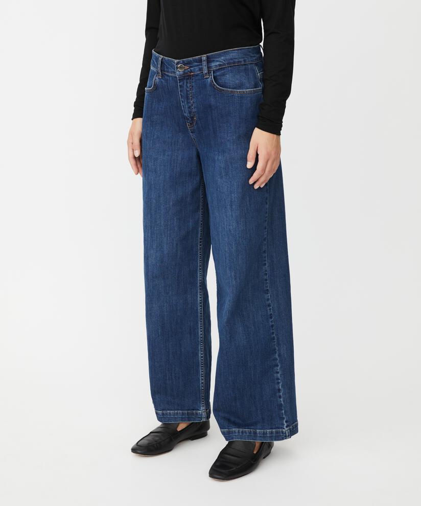 jean extensible à jambes larges, Blue Denim