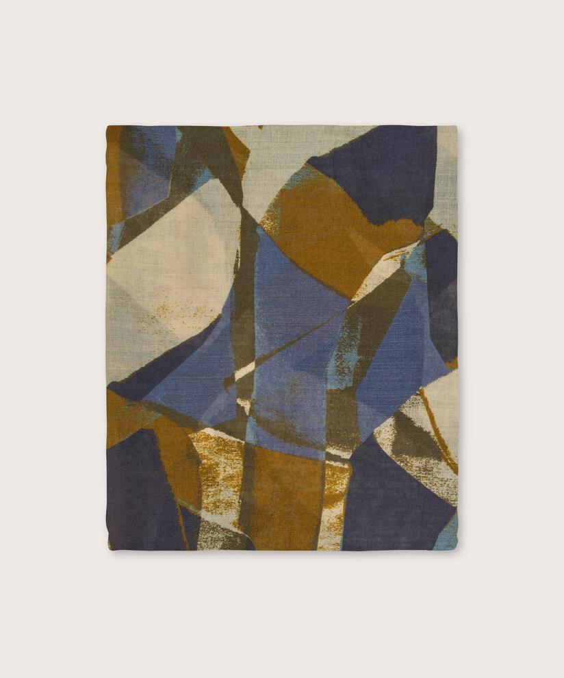 écharpe en laine mélangée imprimée, Bijou Blue
