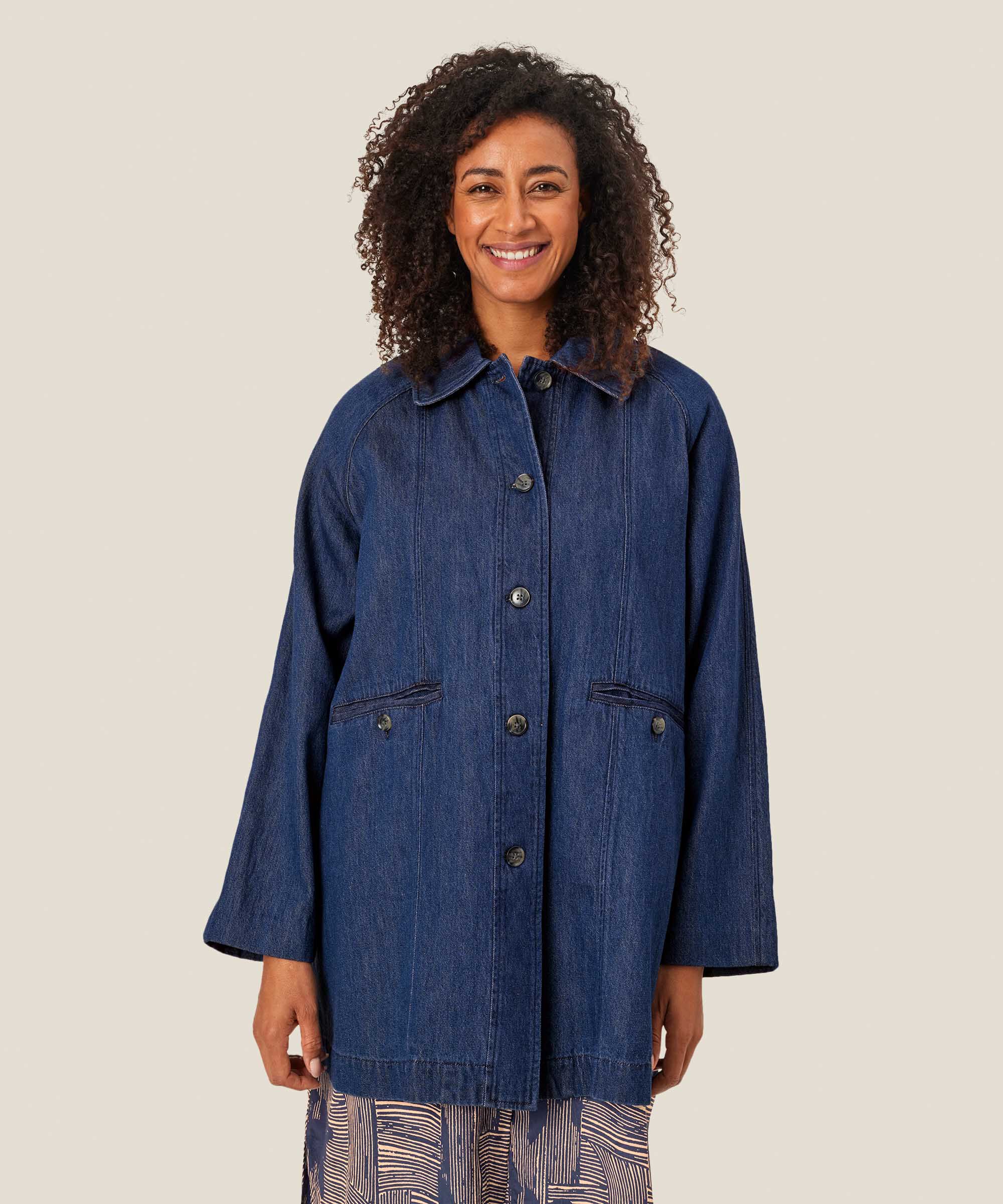 veste en jean non doublée avec fermeture boutonnée, Dark Denim