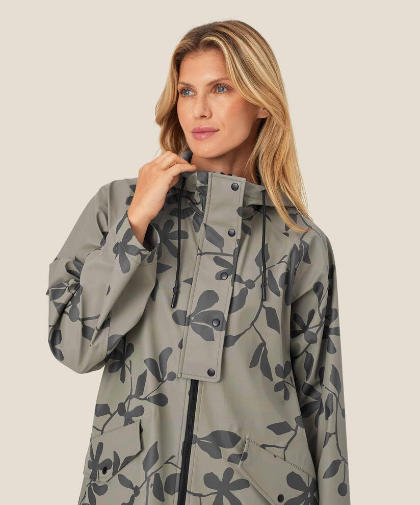 imperméable imprimé avec capuche, Vetiver