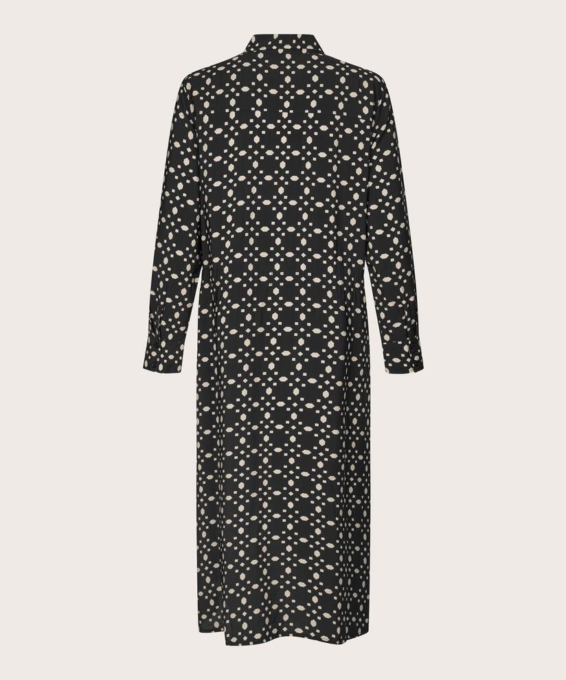 robe boutonnée en viscose avec liens, Black