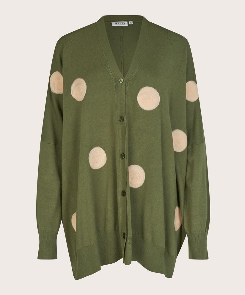 cardigan en maille fine à pois tissés, Loden Green