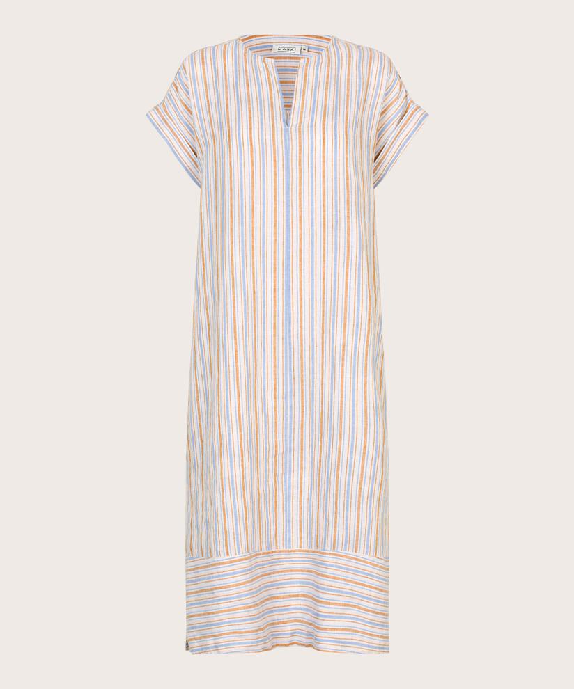 robe en lin rayée avec fente au niveau du cou, Inca Gold