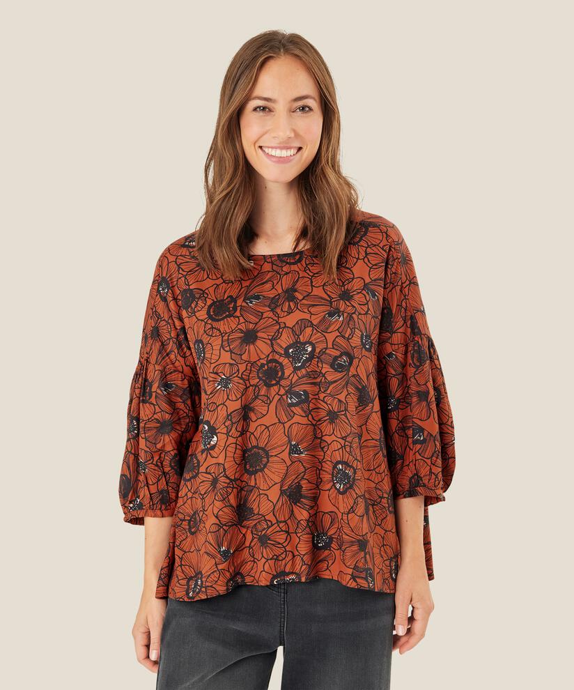 blouse en viscose fleurie avec liens au dos, Picante