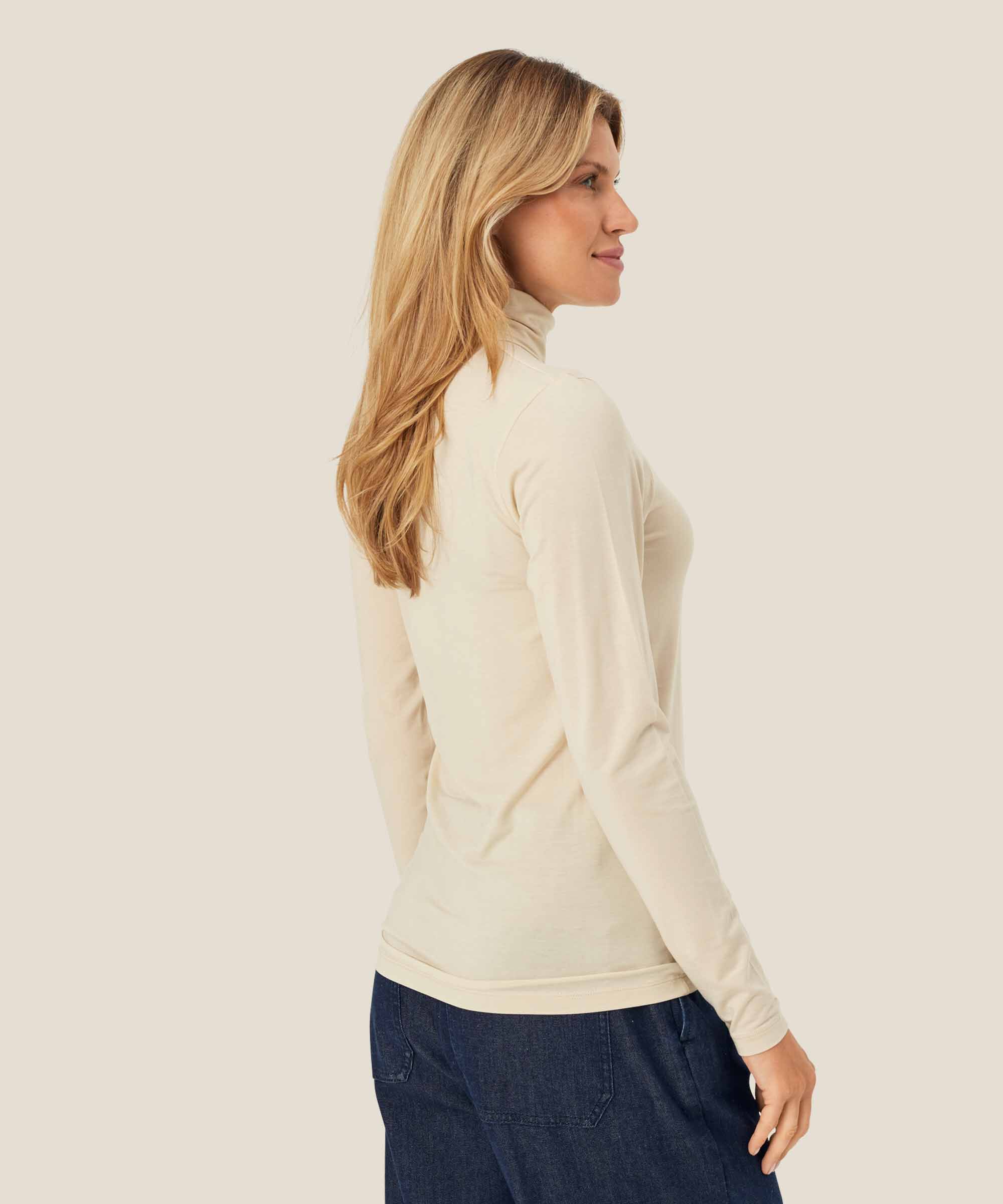 Blouse À Col Roulé En Jersey Doux, Fog