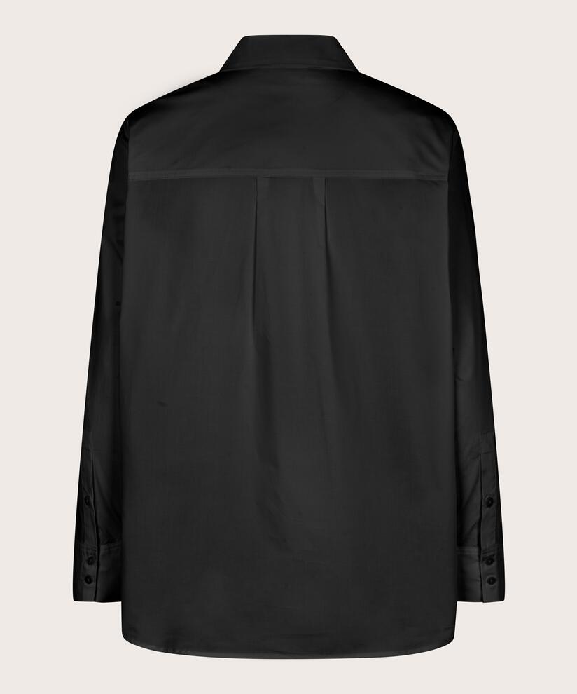 chemise en coton avec broderie sur le col, Black