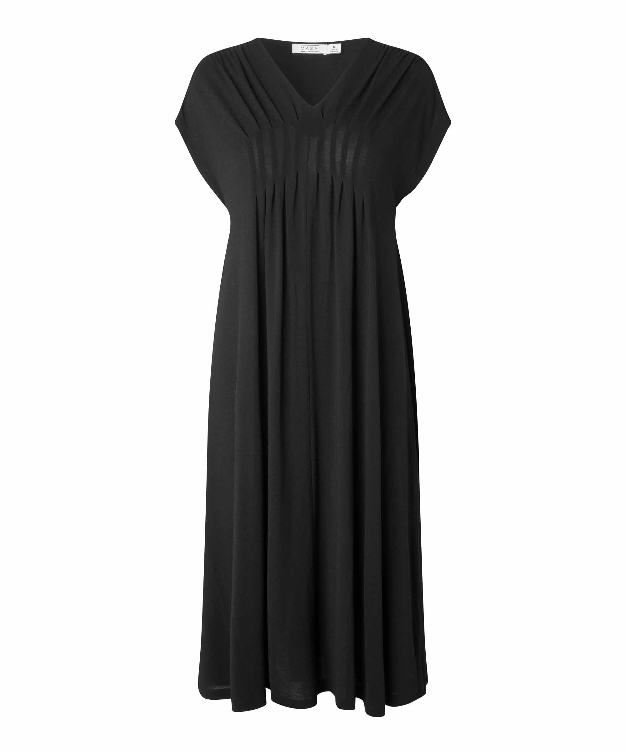 robe en jersey &agrave; manches courtes avec plis f&eacute;minins, Black